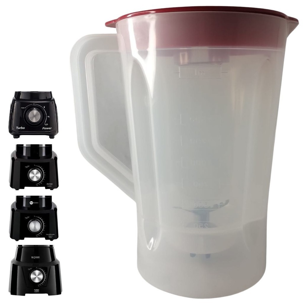liquidificador copo translúcido compatível Turbo Power PH900 Fun Kitchen Max 2 B 1000 vermelho