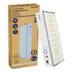 luminaria led de emergência 30 LEDs recarregável bivolt luz branca fria 6500K Avant