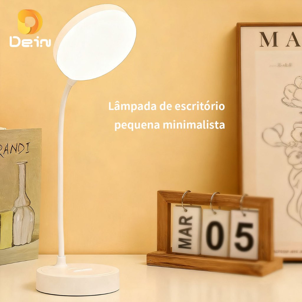 luminaria led flexivel 360 com suporte para celular e 3 modos de luz recarregavel usb