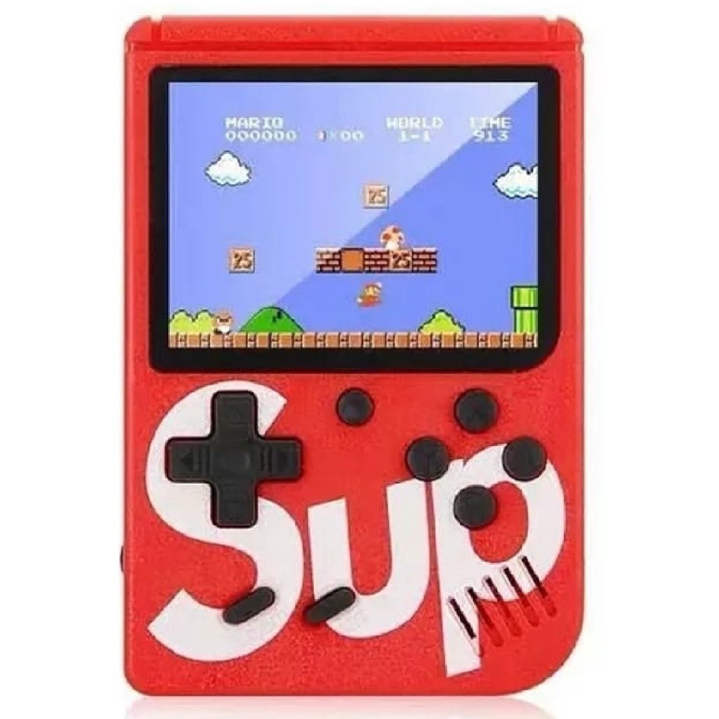 mini game retrô portátil com 400 jogos antigos dos anos 80 na cor preta