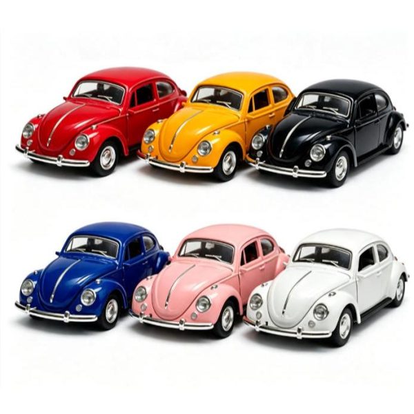 miniatura fusca volkswagen 32 em metal com capô e portas abertas na escala 1:32