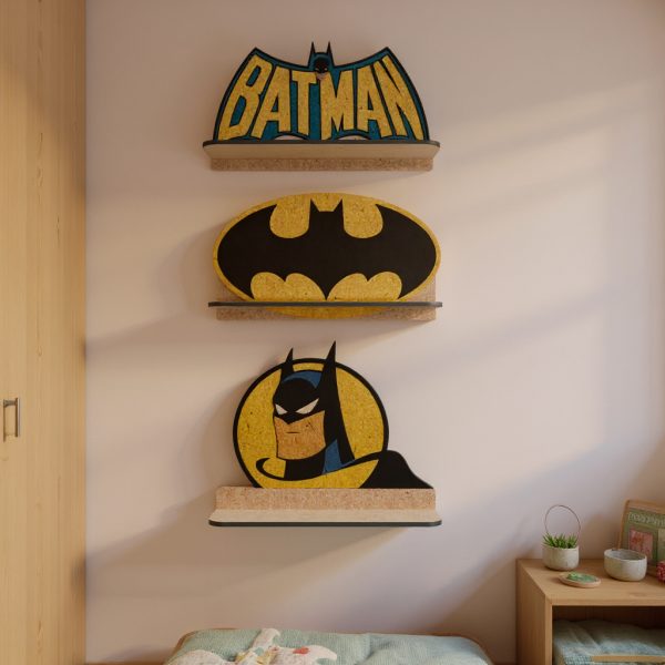 organizador casa Kit Prateleiras Batman 32x20cm suporte organizador para quarto e sala