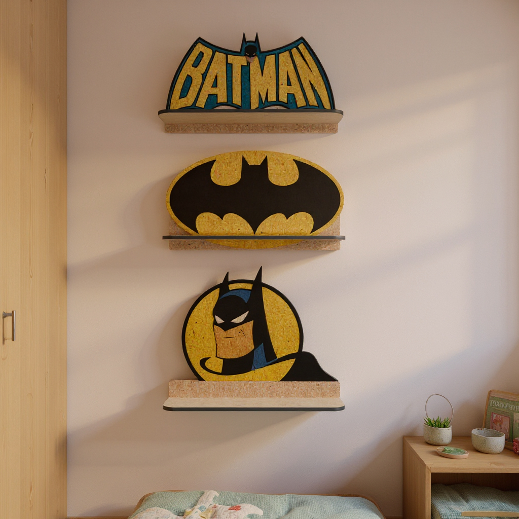 organizador casa Kit Prateleiras Batman 32x20cm suporte organizador para quarto e sala