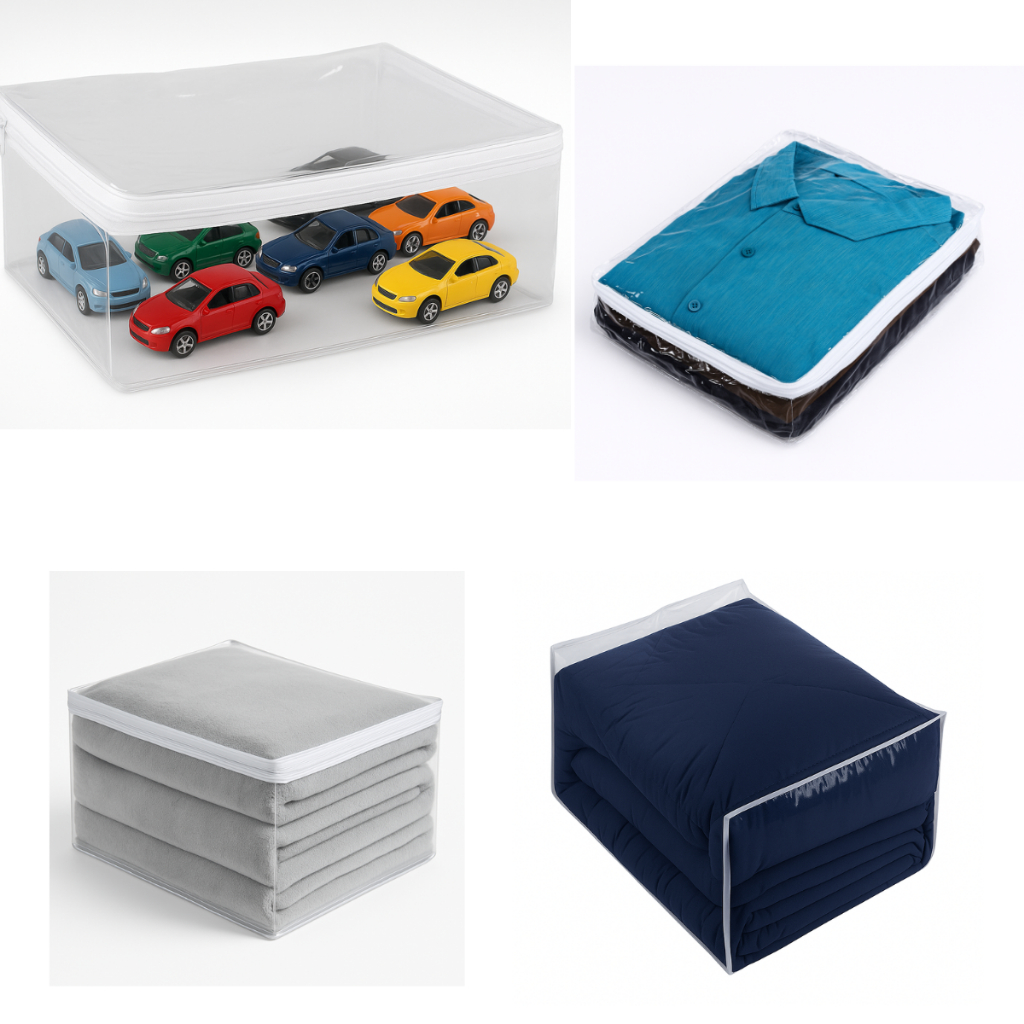 Organizador casa sacos PVC com zíper PP nos tamanhos P M G e Extra G