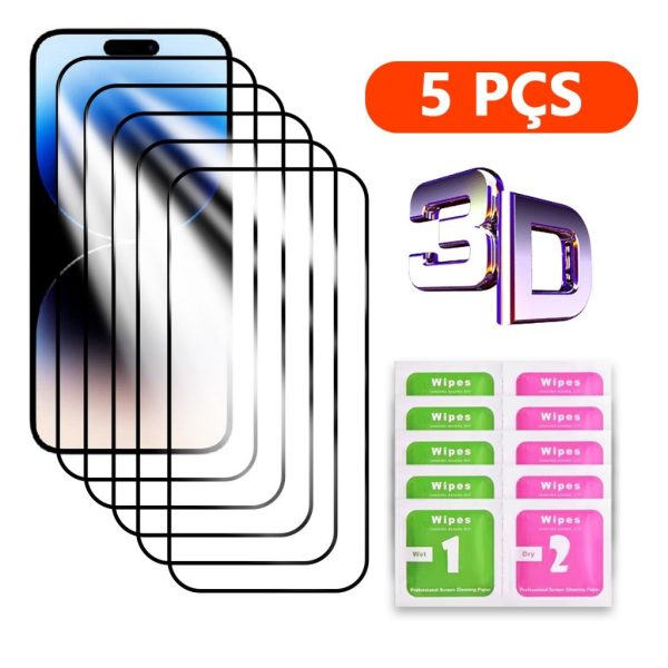 película 3d vidro temperado kit 5 unidades para iPhone X ao 18 Pro Max