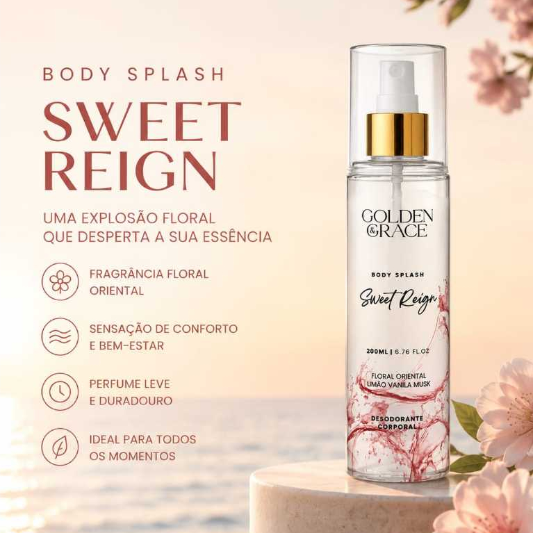 perfume feminino Body Splash Sweet Reign Golden & Grace 200ml frasco