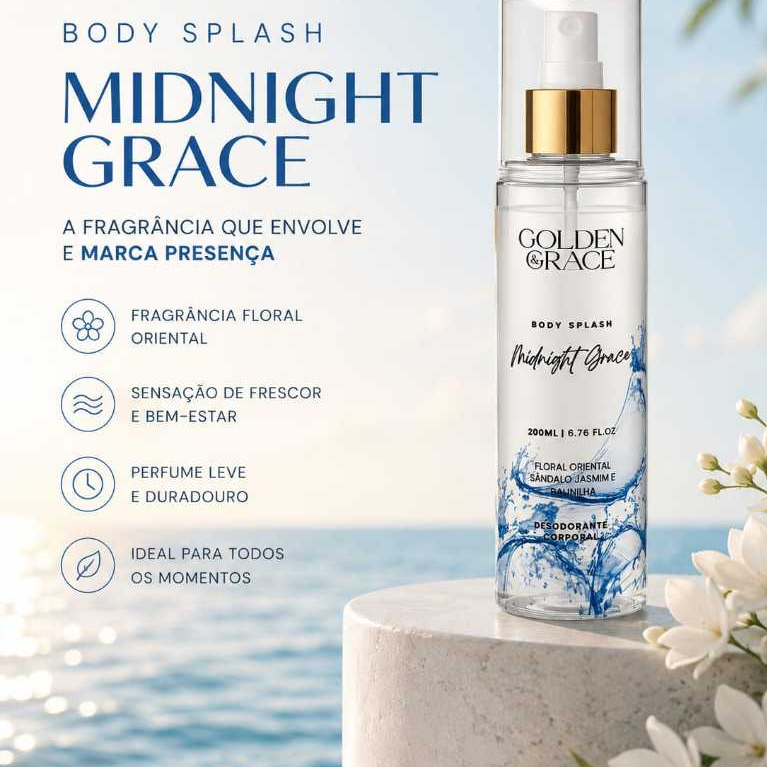 Perfume feminino Midnight Grace body splash 200ml Golden & Grace