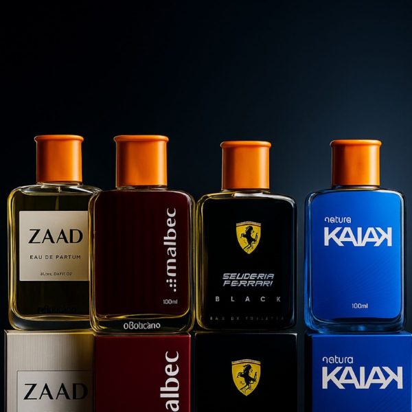 Perfume masculino kit 4 frascos 100 ml amadeirado importado com desconto