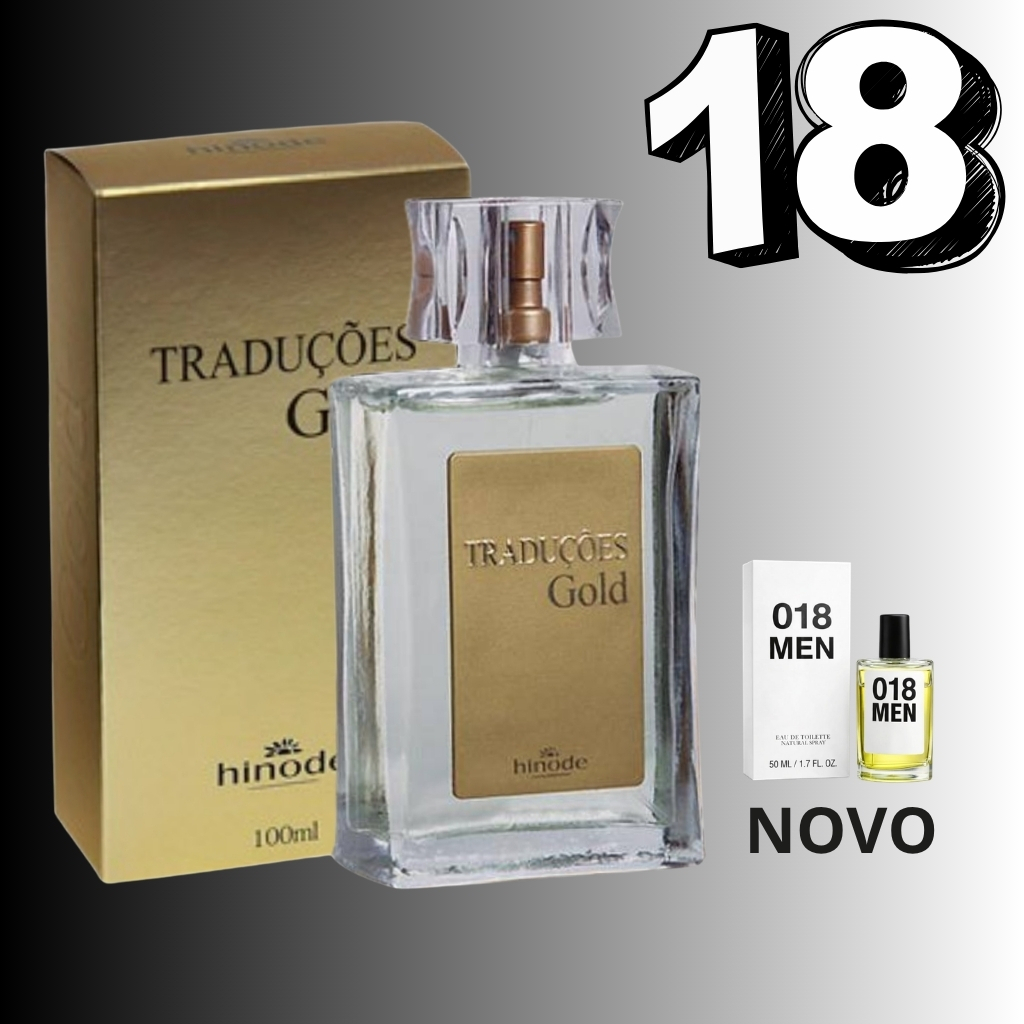 Perfume masculino Traduções Gold Nº18 Hinode 100ml e 50ml em nova embalagem