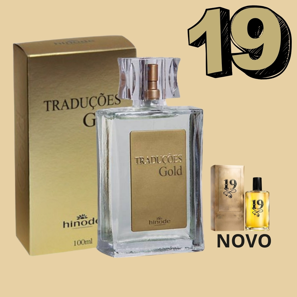 Perfume masculino Traduções Gold Nº19 Hinode fougère oriental nova embalagem