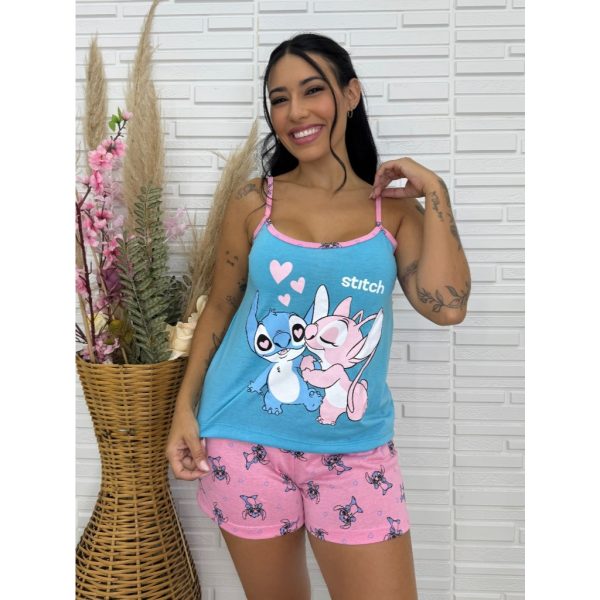 Pijama feminino baby doll estampado fresquinho em malha com short confortável