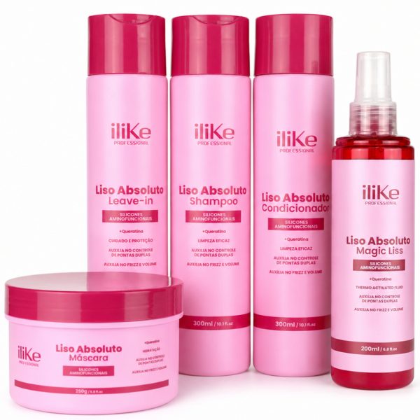 produto cabelo Kit iLike Liso Absoluto Completo com 5 produtos para alisamento