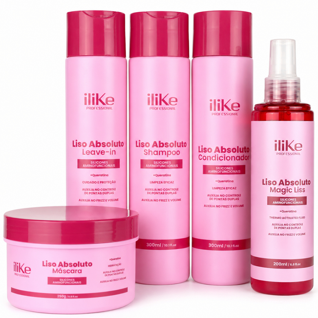 produto cabelo Kit iLike Liso Absoluto Completo com 5 produtos para alisamento