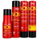 Produto cabelo Kit iLike SOS Antiemborrachamento com 4 produtos para reconstrução capilar