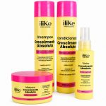 Produto cabelo Kit Crescimento Absoluto com 4 produtos da iLike Pro para rotina capilar