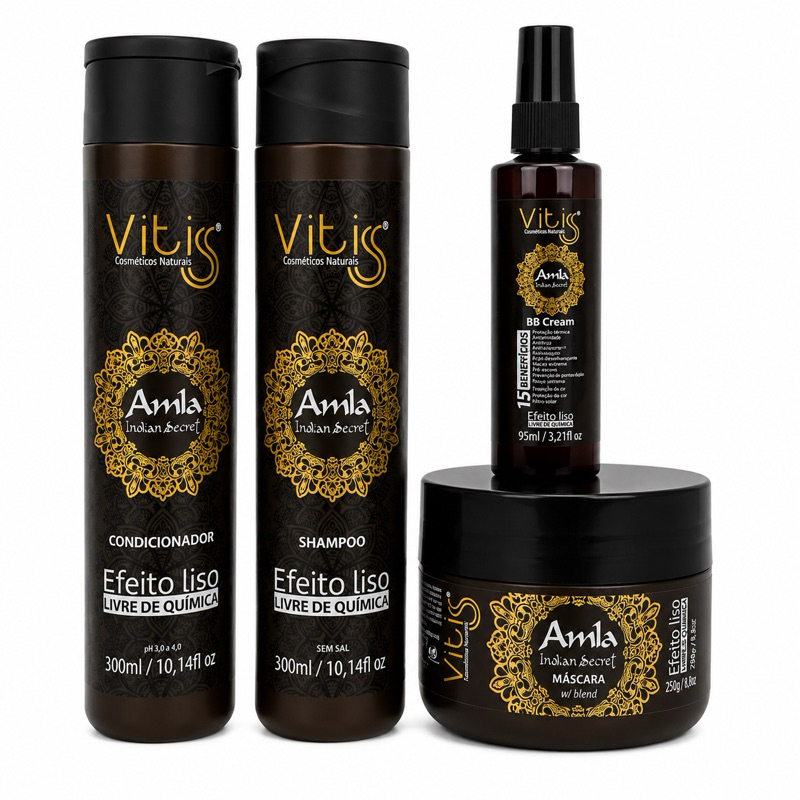 Produto cabelo Efeito Liso Vitiss com 4 produtos livres de química para alisamento caseiro