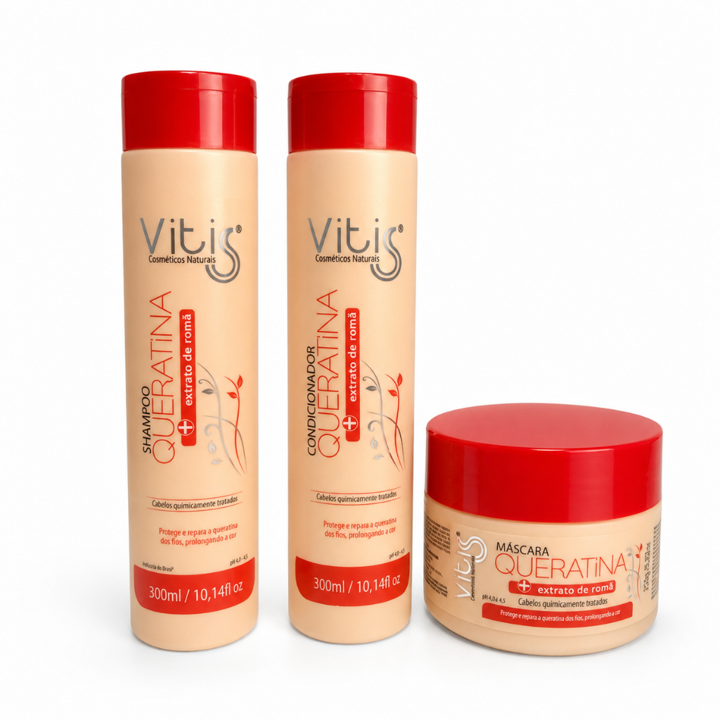 produto cabelo Kit Queratina Hair Vitiss com 3 produtos para tratamento capilar