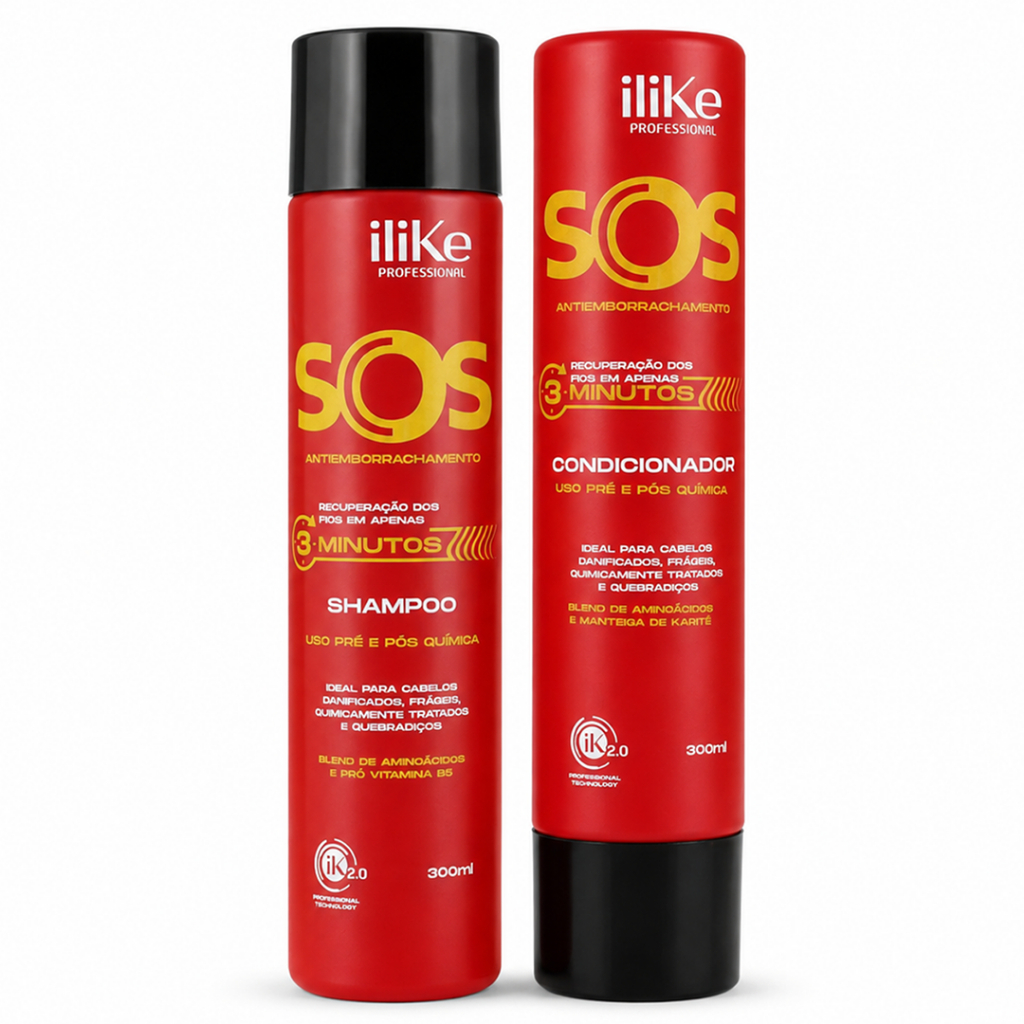 Produto cabelo Kit ILIKE SOS Antiemborrachamento com 2 produtos da linha SOS