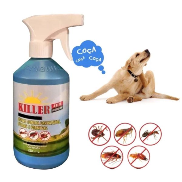 produto gato Remédio Contra Carrapatos Antipulgas Killer Blue 250ml para cães e gatos