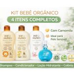 Produtos bebe do Kit Camomila com 4 itens de higiene para pele sensível