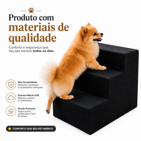 Produtos pet: escada antiderrapante preta para cães e gatos