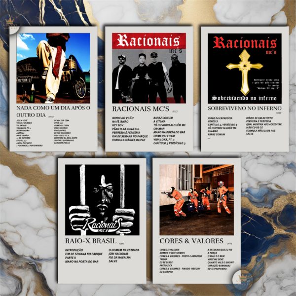 quadro decorativo Placas Racionais com discografia em MDF 30x20cm Full HD para parede