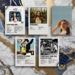 quadro decorativo Lana Del Rey discografia em MDF 30x20cm Full HD