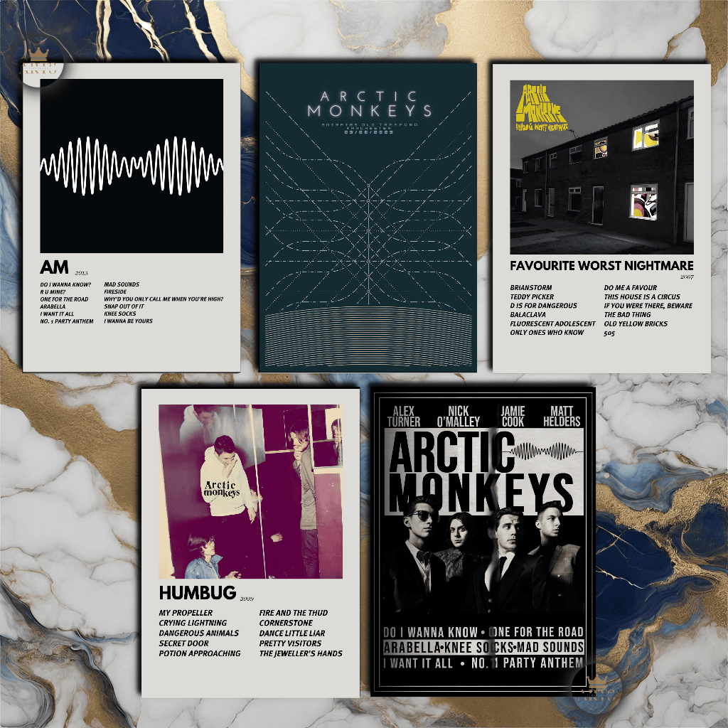quadro decorativo Arctic Monkeys com discografia completa em MDF 30x20cm Full HD