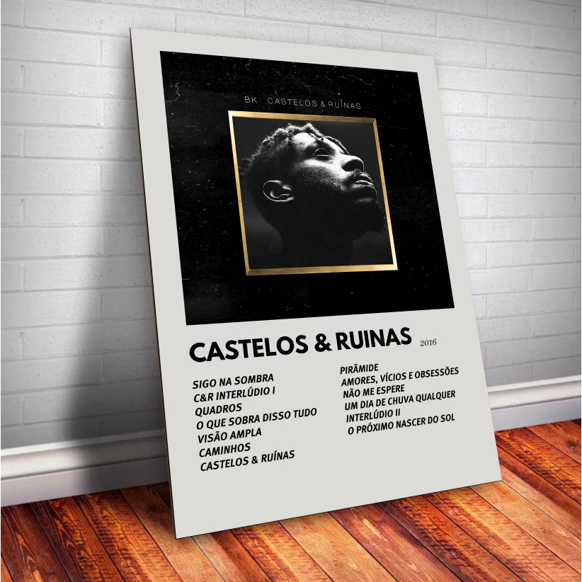 Quadro decorativo Placas BK Discografia Album em MDF 30x20cm Full HD para decoração de parede
