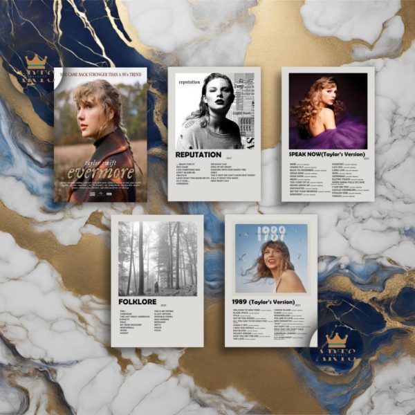 quadro decorativo Taylor Swift discografia em MDF 30x20cm Full HD