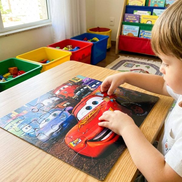 quebra cabeça infantil mdf com 24 peças e temas Disney variados