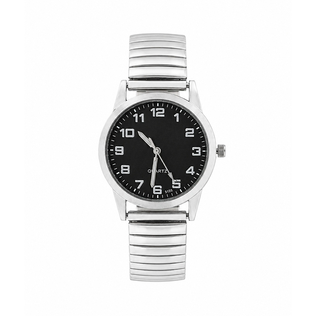 relogio masculino Dália Black Silver 35mm prata elegante unissex