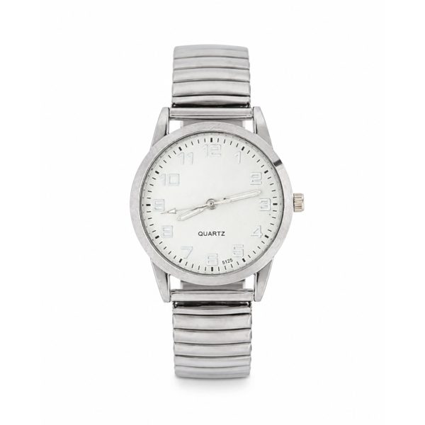 relogio masculino Dália White Silver 35mm com fundo branco e acabamento prateado