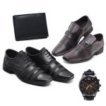 Relógio masculino com kit 2 pares sapato social fosco e carteira da loja Bacci