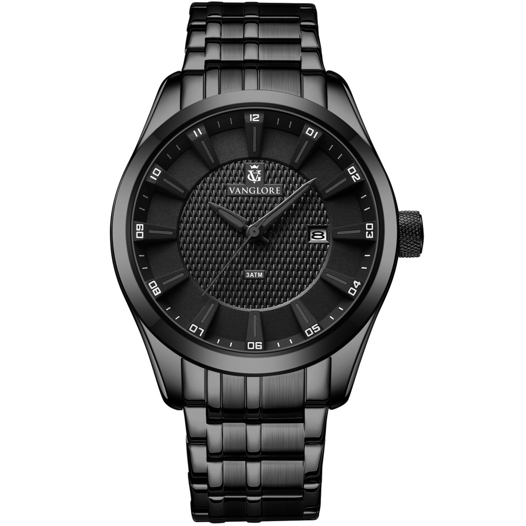 relogio masculino preto all black aço inox mostrador grande 44mm Vanglore Nexus