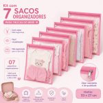 Roupa bebe organizada em kit 7 saquinhos maternidade 27 x 33 cm para mala e viagem