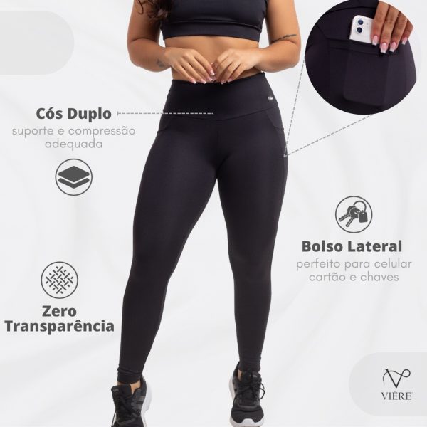 Roupa fitness feminina: legging cintura alta com cós duplo e bolso da VIÉRE