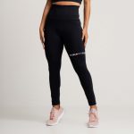 Roupa fitness feminina: legging preta cintura alta poliamida silk Massam Fitness