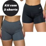 Roupa fitness feminina: kit com 2 shorts legging suplex mescla e preto