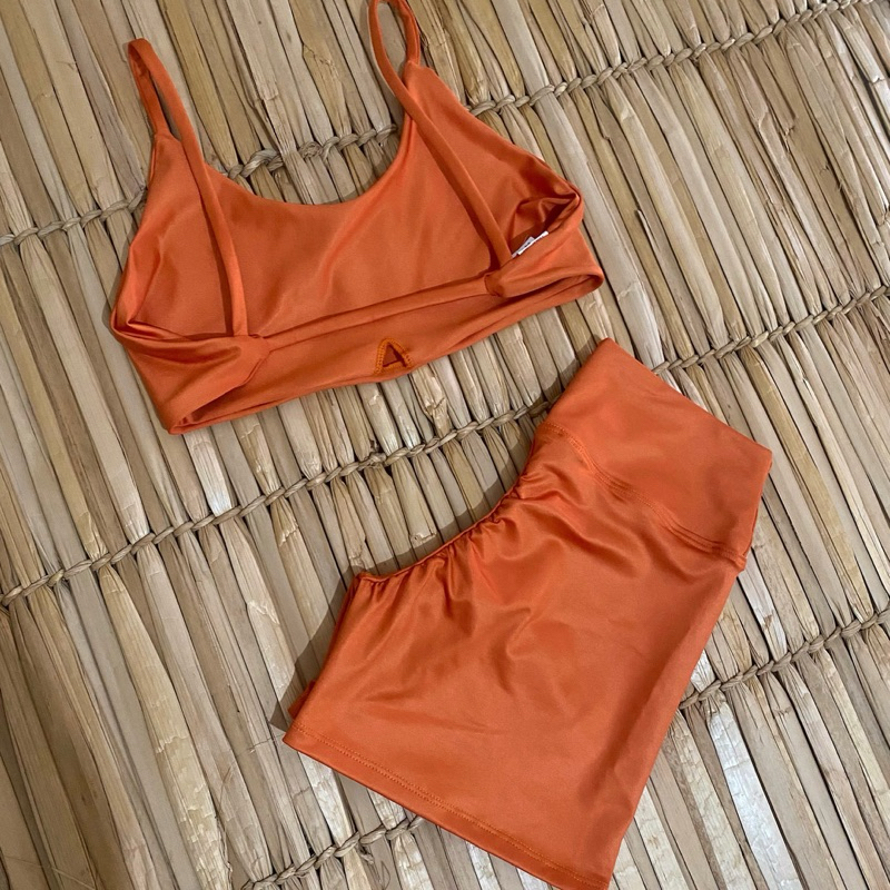 Roupa fitness feminina conjunto short empina bumbum zero transparência toque macio