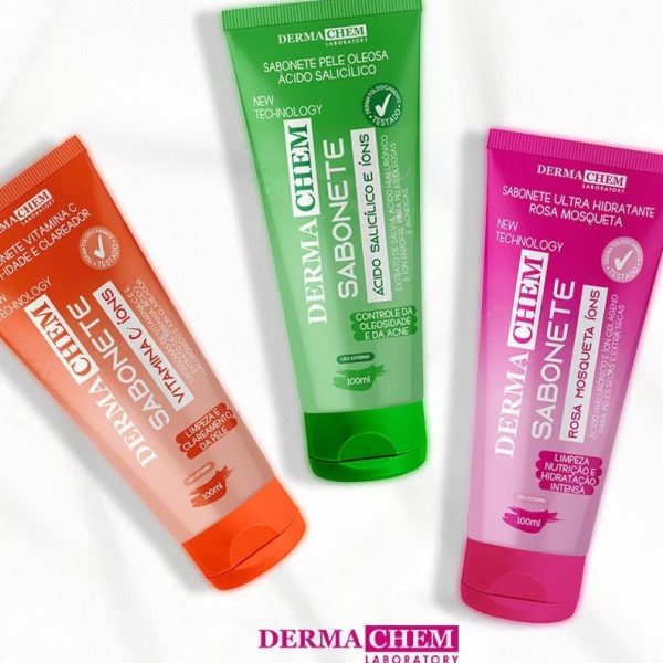 Sabonete facial Dermachem com Vitamina C e Rosa Mosqueta para controle de oleosidade