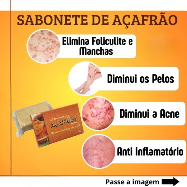 Sabonete facial de açafrão depilatório clareador anti-foliculite artesanal natural