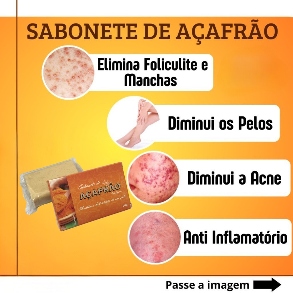 Sabonete facial de açafrão depilatório clareador anti-foliculite artesanal natural