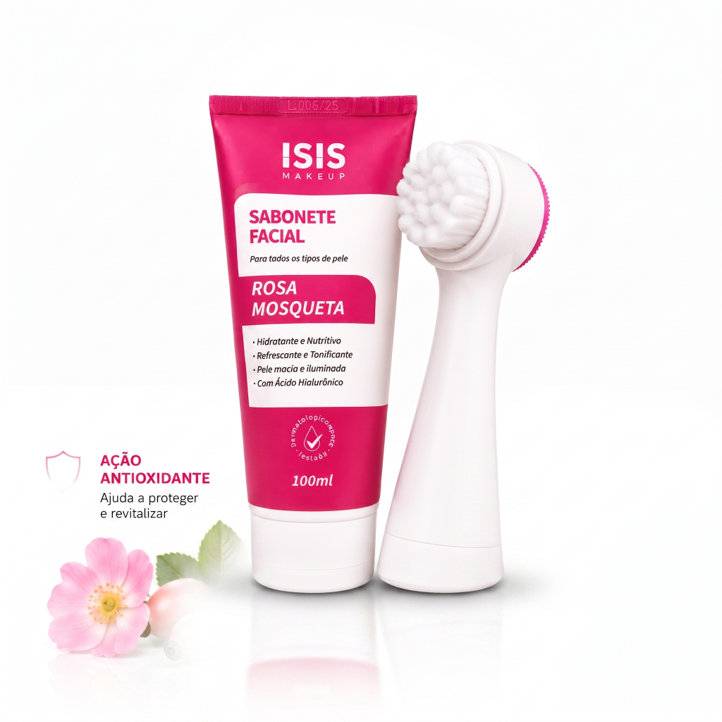 Sabonete facial kit 2 itens com escova de limpeza para controle de oleosidade