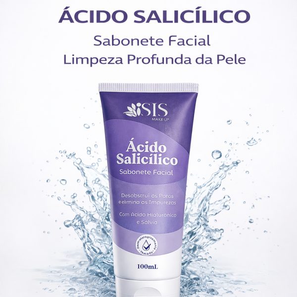 Sabonete facial com ácido salicílico para limpeza profunda e controle de oleosidade