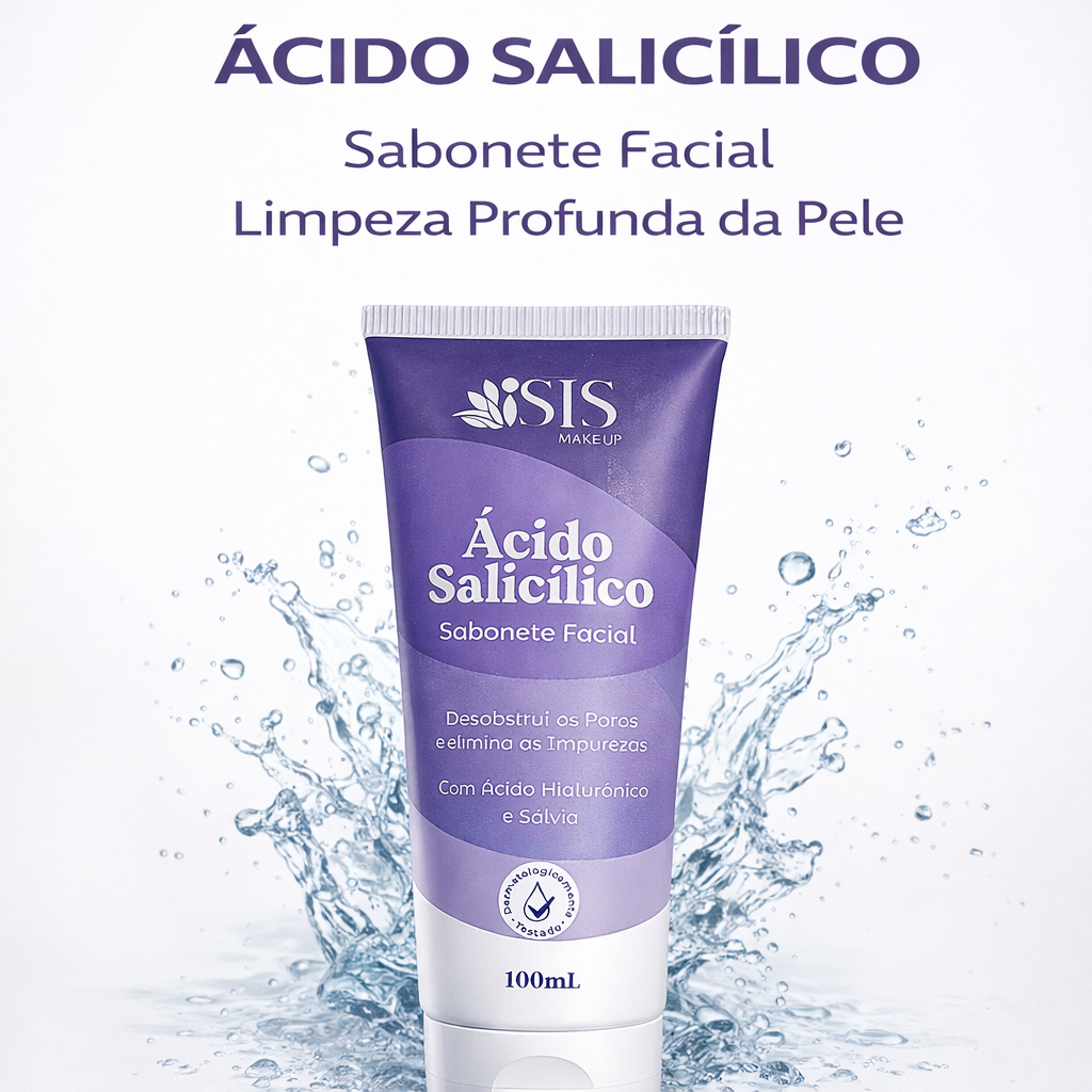 Sabonete facial com ácido salicílico para limpeza profunda e controle de oleosidade
