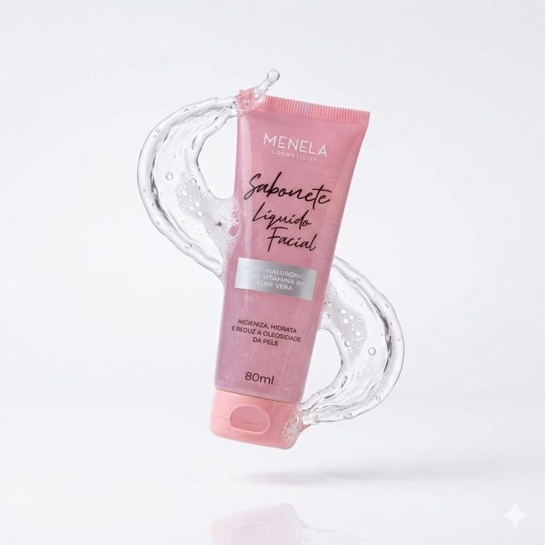 Sabonete facial Menela Limpeza Profunda 80ml em frasco prático para higienização diária