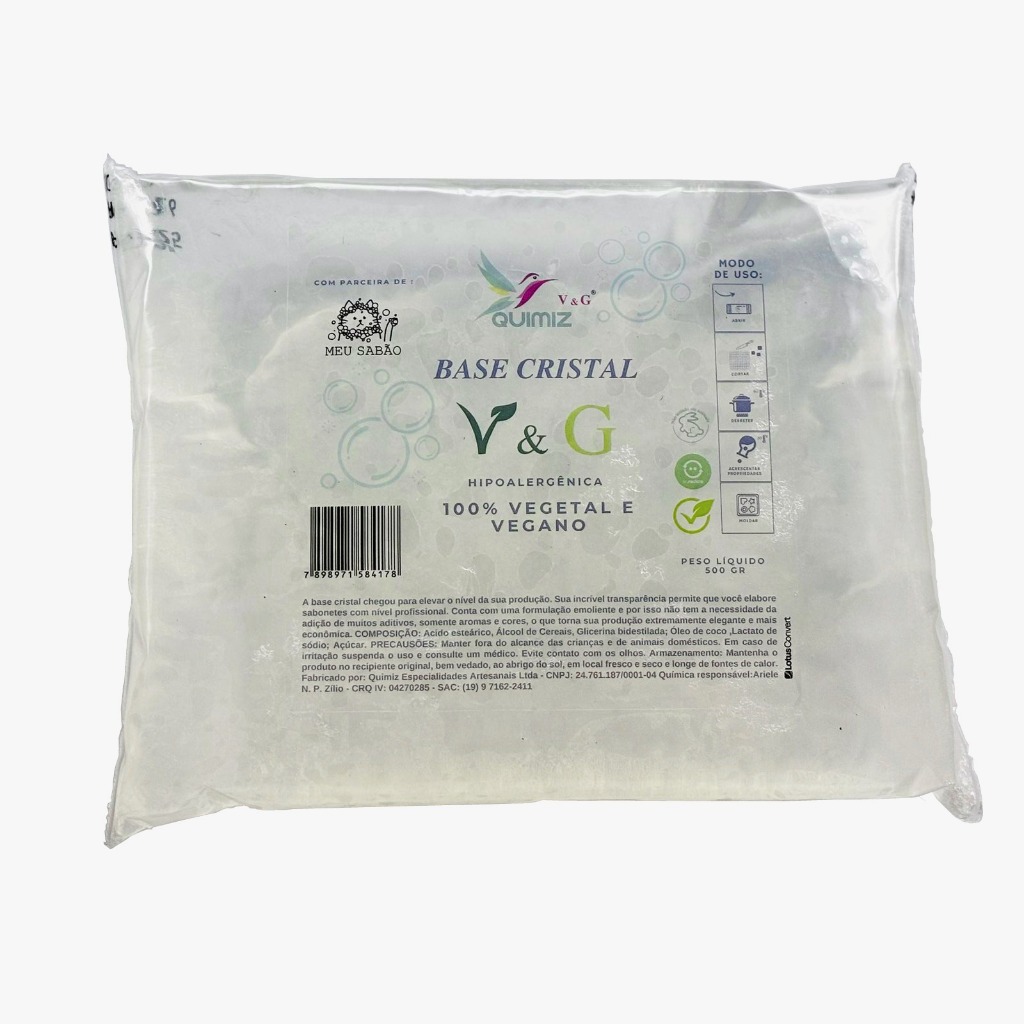 Sabonete facial artesanal feito com Base Glicerinada Cristal V&G 500g transparente premium