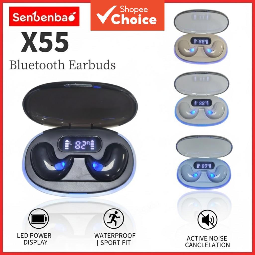 senbenbao x55 fones de ouvido tws bluetooth com display led e cancelamento de ruído