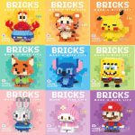 Série de brinquedos de montar em blocos de construção com personagens de desenho animado
